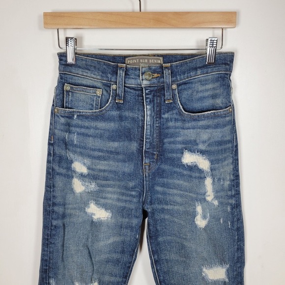 Point Sur Denim J.Crew Distressed High Rise Straight Crop Jeans Size 26 - Picture 3 of 12